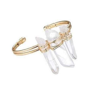 STUNNER Sparkling Natural Crystal Cuff Bracelet
