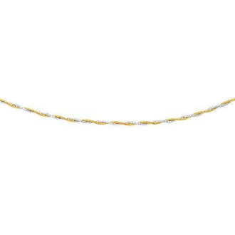 14k Two-Tone Gold Braided Design Double Strand Mirror Spring Necklace, size 17''