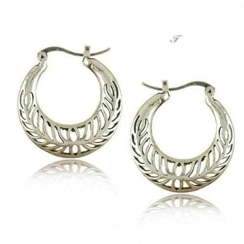 Silver Tribal look Filigree Hoop Earrings For World Traveller