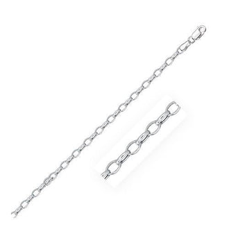 3.2mm 14k White Gold Oval Rolo Chain, size 18''