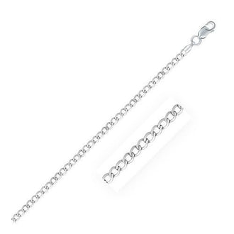 Rhodium Plated 3.0mm Sterling Silver Curb Style Chain, size 16''