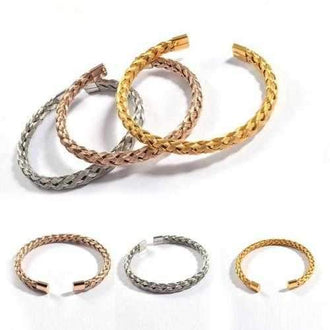 Zarina Bracelets Weaved In Rosegold Gold And Silver Finish