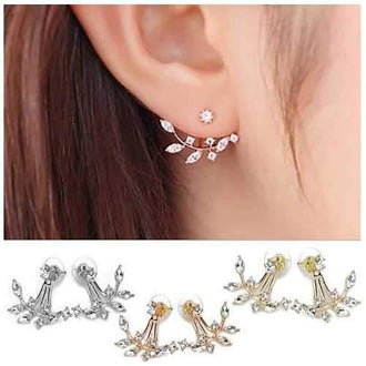 Diamond Blooms Stud Jackets Earrings In Gold Rose Gold And Silver Platings