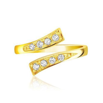 14k Yellow Gold Contemporary Cubic Zirconia Accented Toe Ring
