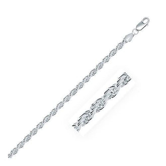 Sterling Silver 3.6mm Diamond Cut Rope Style Chain, size 20''