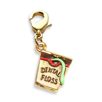 Dental Floss Charm Dangle in Gold