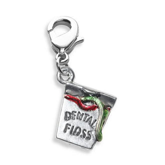 Dental Floss Charm Dangle in Silver