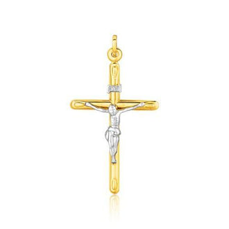 14k Two Tone Gold Cross Pendant