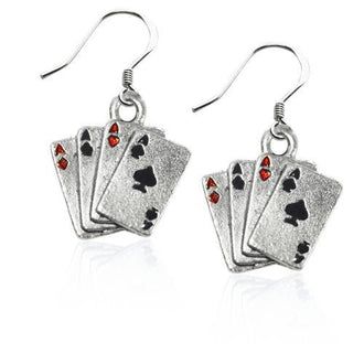 Aces Charm Earrings in Silver