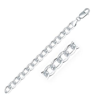 Rhodium Plated 7.9mm Sterling Silver Curb Style Chain, size 20''