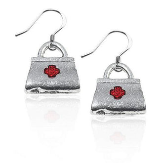 Medical Bag Charm Earrings in Silver