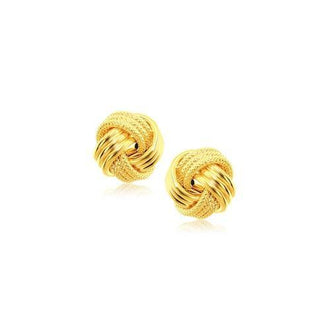 14k Yellow Gold interweaved Love Knot Stud Earrings