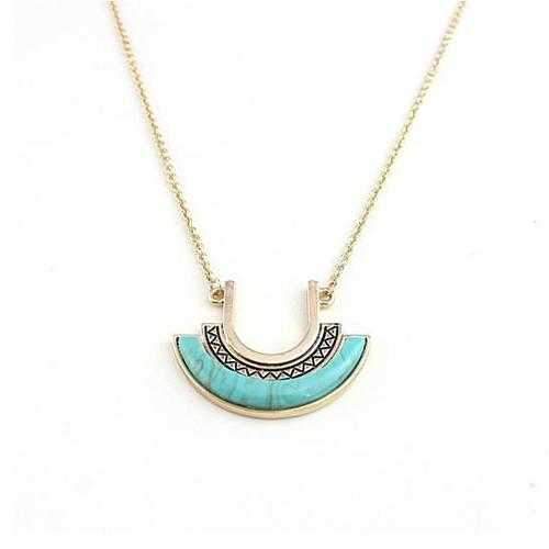 Love U To The Moon Long Turquoise Necklace