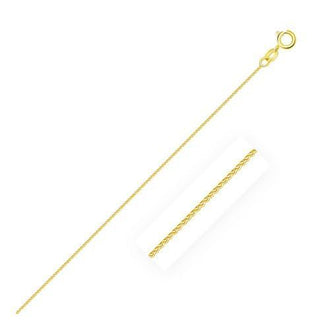 14k Yellow Gold Diamond Cut Round Wheat Chain 0.6mm, size 20''