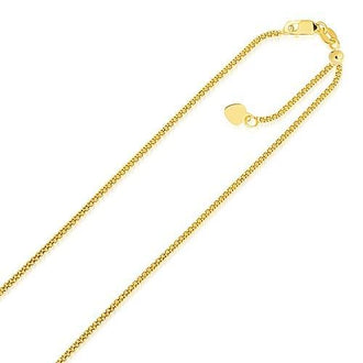 14k Yellow Gold Adjustable Popcorn Chain 1.3mm, size 22''