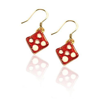 Dice Charm Earrings in Gold