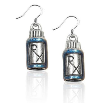 RX Charm Earrings in Silver