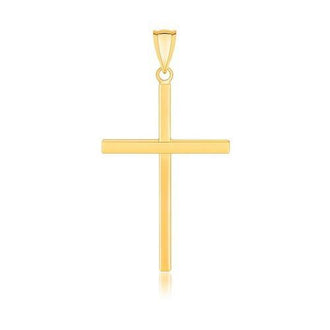 14k Yellow Gold Polished Flat Cross Pendant