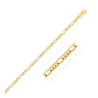 2.8mm 14k Yellow Gold Solid Figaro Chain, size 18''