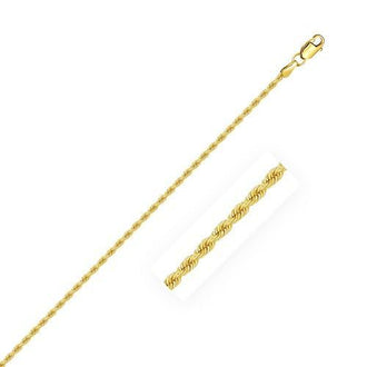 2.0mm 14k Yellow Gold Solid Rope Chain, size 16''