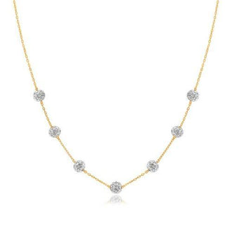 14k Yellow Gold Necklace with Crystal Embellished Sphere Stations, size 18''