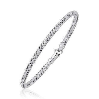 Fancy Weave Bangle in 14k White Gold (3.0mm), size 7.25''