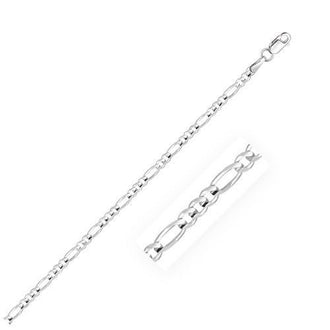 2.6mm 14k White Gold Solid Figaro Chain, size 20''