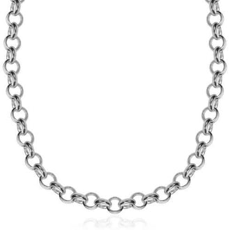 Sterling Silver Rhodium Plated Classic Rolo Chain Necklace, size 18''