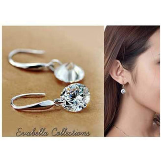 Drilled Crystal Diamond earrings with 925 Sterling Silver