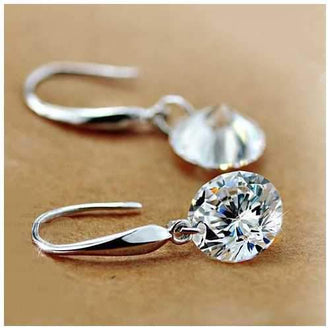 Drilled Crystal Diamond earrings with 925 Sterling Silver