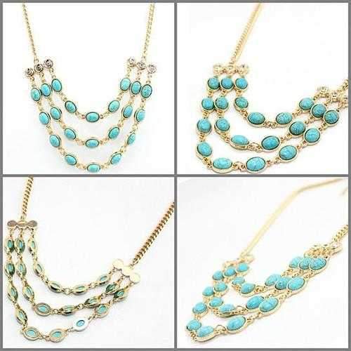 Beauteous Turquoise Necklace With 3 Strands