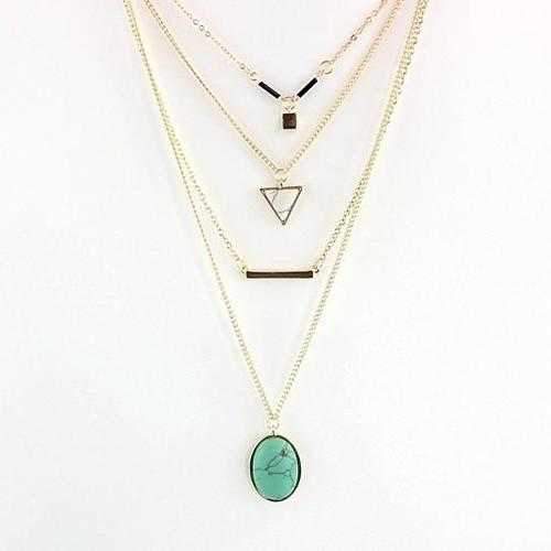 Oliva 4 Layered Necklace In Rose Quartz And Turquoise Stone