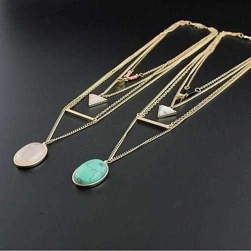 Oliva 4 Layered Necklace In Rose Quartz And Turquoise Stone