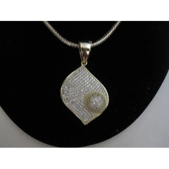 Micropave Pendant with Necklace Gold Electroplated 16" + 2" Extension