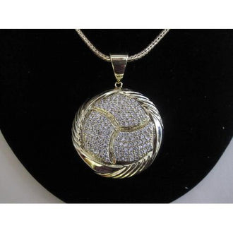 Micropave Pendant with Necklace Gold Electroplated 16" + 2" Extension