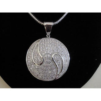 Micropave Pendant with Necklace Rhodium Plated 16" + 2" Extension