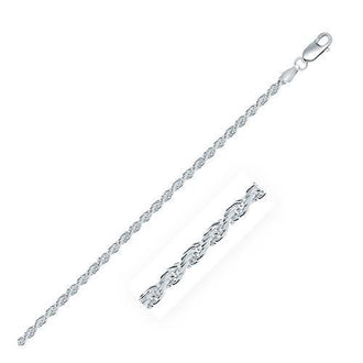 Sterling Silver 2.9mm Diamond Cut Rope Style Chain, size 18''