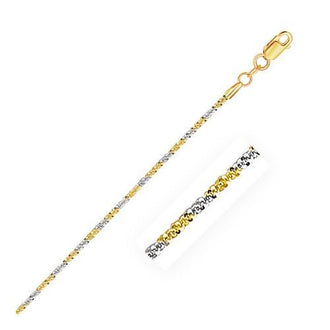 14k White and Yellow Gold Two Tone Sparkle Chain 1.5mm, size 16''