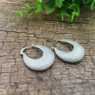 Poetic Pave Hoops Reversible Silver Earrings