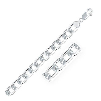 Rhodium Plated 8.4mm Sterling Silver Curb Style Chain, size 24''