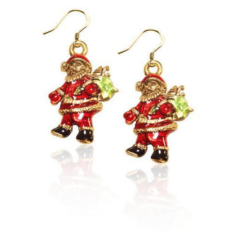 Santa Claus Charm Earrings in Gold