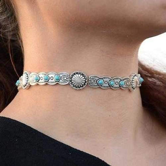 Blue Moon Choker Necklace In Antique Finish