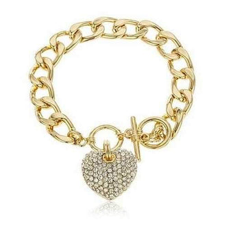 Lock My Heart Charm Bracelet With Italian Style Cable Link Chain