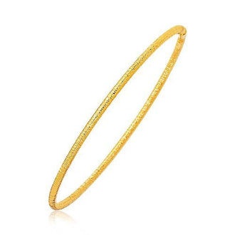 14k Yellow Gold Thin Textured Stackable Bangle, size 8''