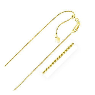 14k Yellow Gold Adjustable Wheat Chain 1.0mm, size 22''