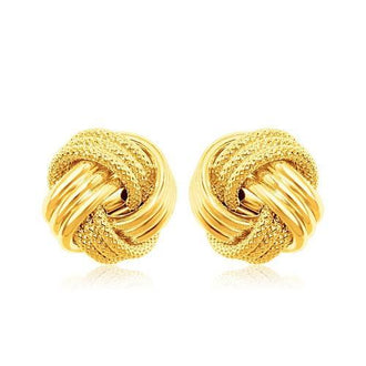 14k Yellow Gold Love Knot with Ridge Texture Earrings