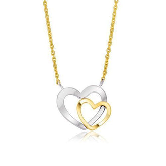 14k Two-Tone Gold Double Heart Necklace, size 18''