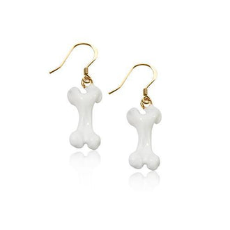 Dog Bone Charm Earrings in Gold