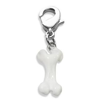 Dog Bone Charm Dangle in Silver