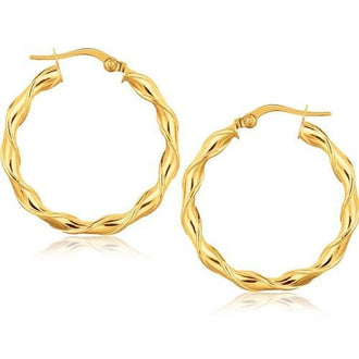 14k Yellow Gold Hoop Earrings (1 1/8 inch)